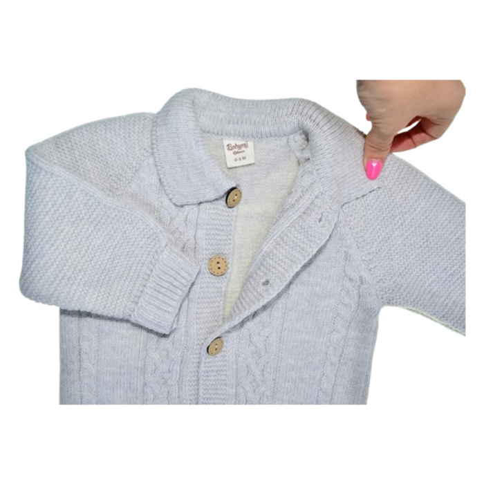 Compleu din 2 piese, salopeta si caciula, pentru baieti, Mini Junior 4141C, Crem [2]