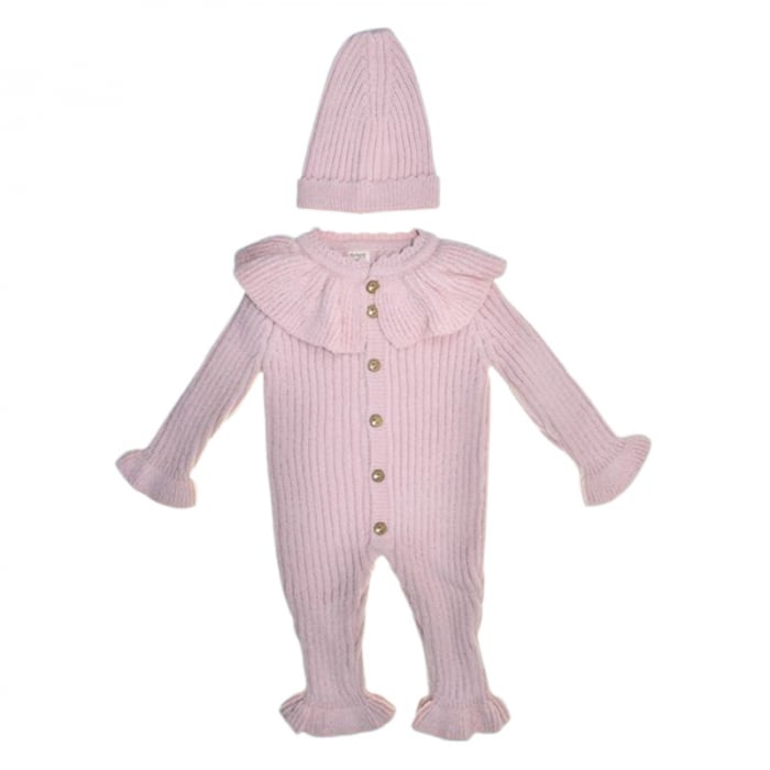 Compleu din 2 piese, salopeta si caciula, pentru fete, Mini Junior 4140C, Coral [1]