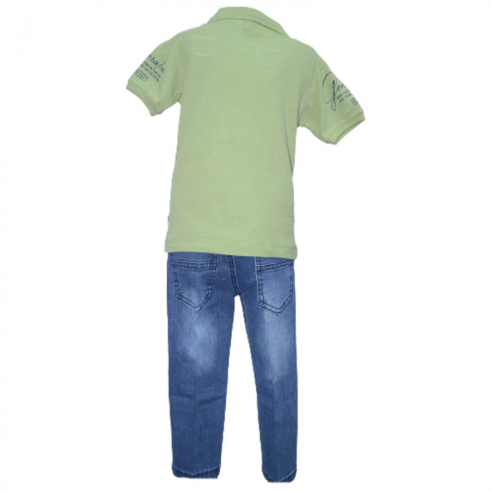 Compleu din 2 piese tricou si blugi pentru baieti WIGGLE KIDS 220323-V, Verde [2]