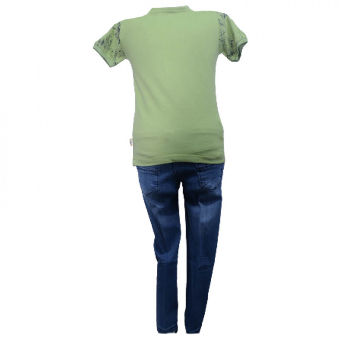 Compleu din 2 piese tricou si blugi pentru baieti WIGGLE KIDS 220323-VR, Verde [2]