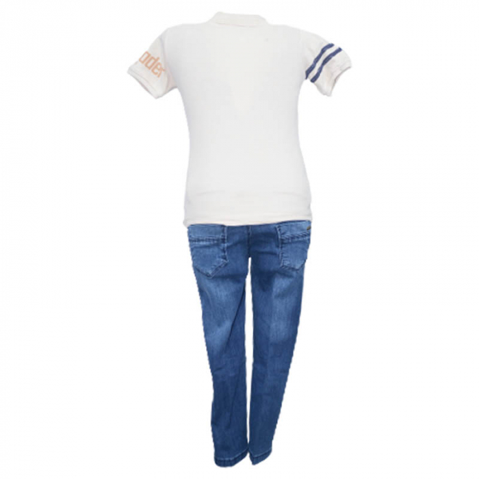 Compleu din 2 piese tricou si blugi pentru baieti WIGGLE KIDS 220323-CR, Crem [2]