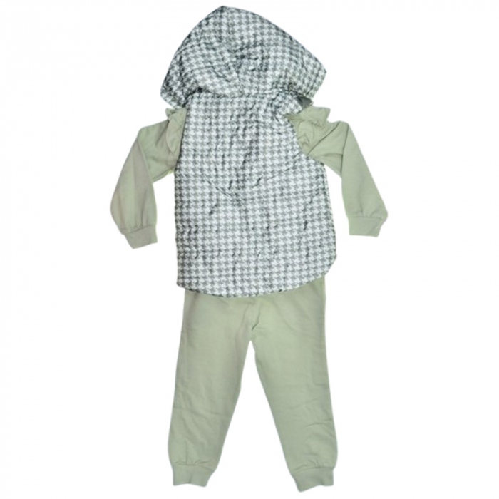 Compleu din 3 piese pantaloni, bluza si vesta, pentru fete, Mini Junior 5751V, Verde [2]
