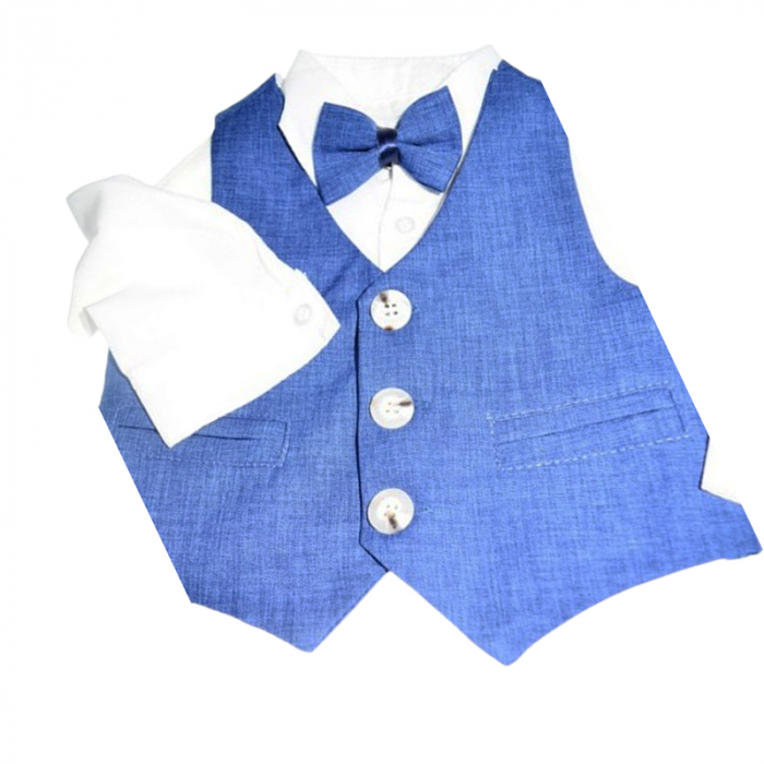 Compleu elegant 4 piese, pentru baieti, Mini Junior 3684A, Albastru [6]