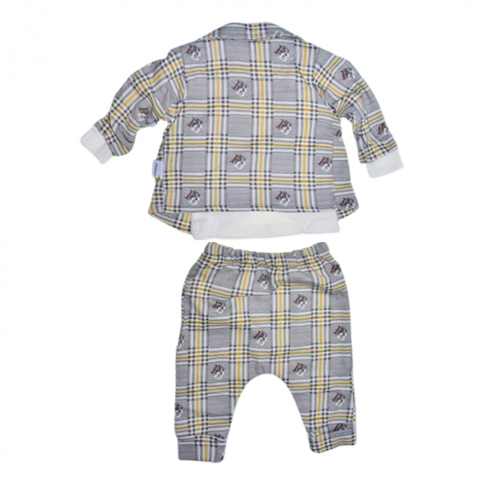 Compleu in carouri, format din 3 piese, pentru baieti, Mini Junior 1322G, Gri [2]