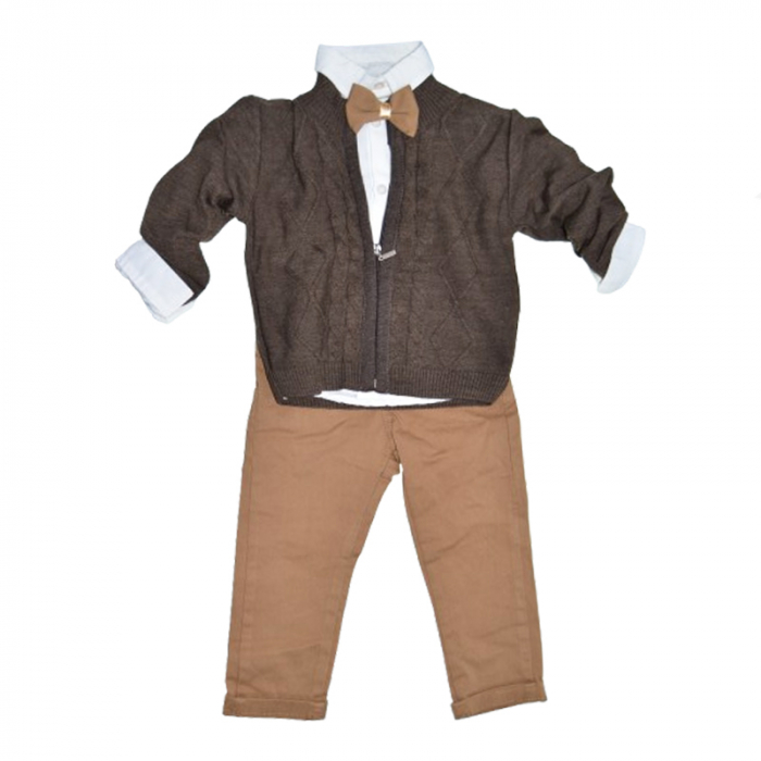Compleu format din 4 piese pentru baieti Mini Junior COMP-7105, Maro [1]