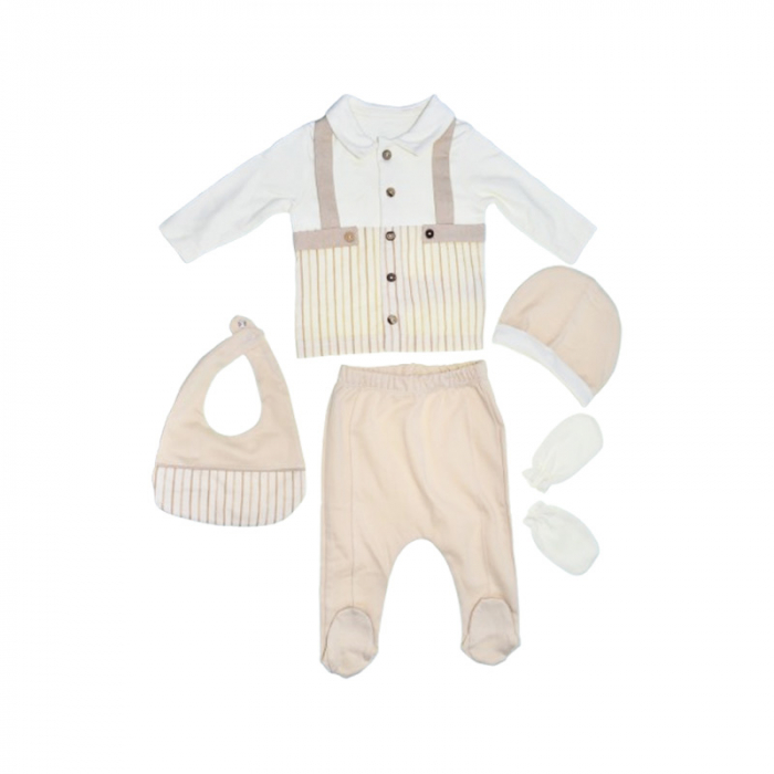 Compleu format din 5 piese pentru baieti, Mini Junior COMP-4095, Crem [1]