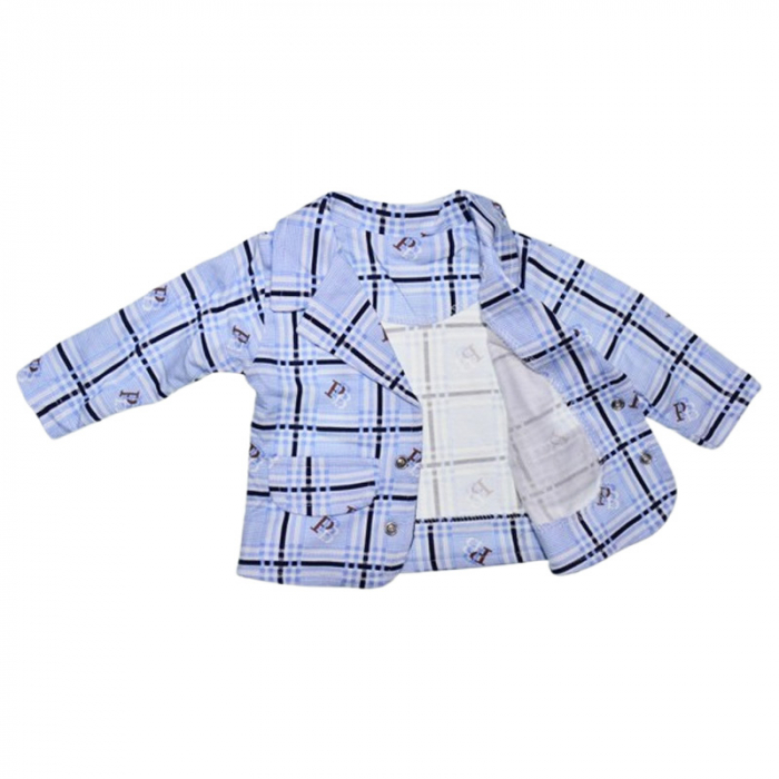 Compleu in carouri, format din 3 piese, pentru baieti, Mini Junior 1322A, Albastru [7]