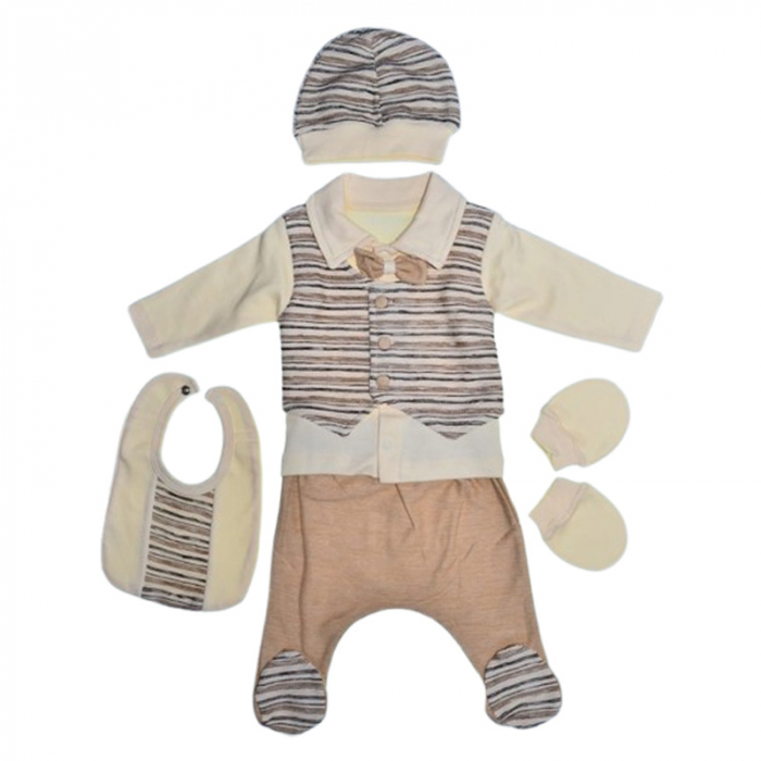 Compleu format din 6 piese, pentru baieti, Mini Junior 17071C, Crem [1]