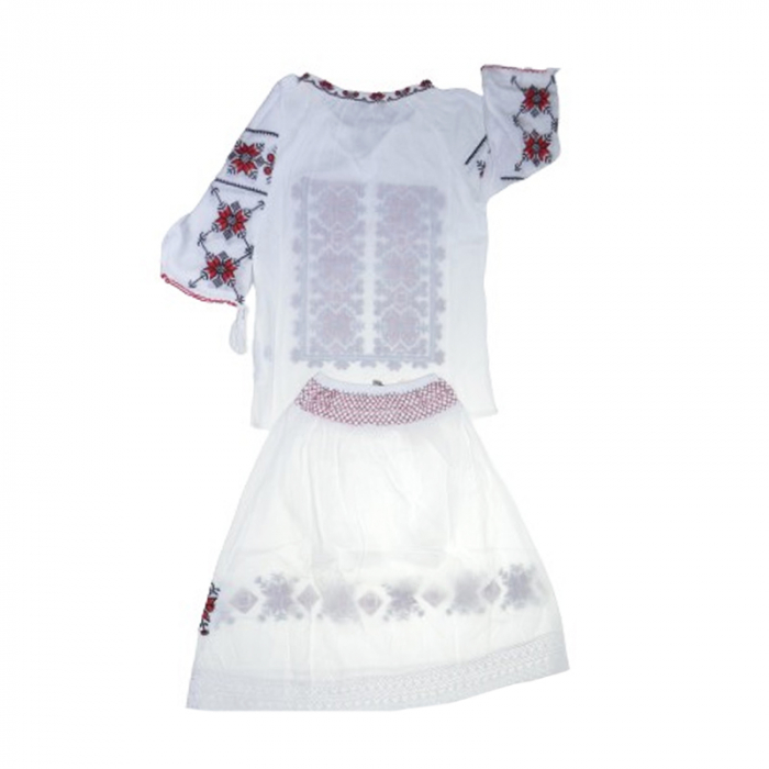 Compleu traditional 2 piese ie si poale pentru fete Mini Junior MRII-3, Alb [2]