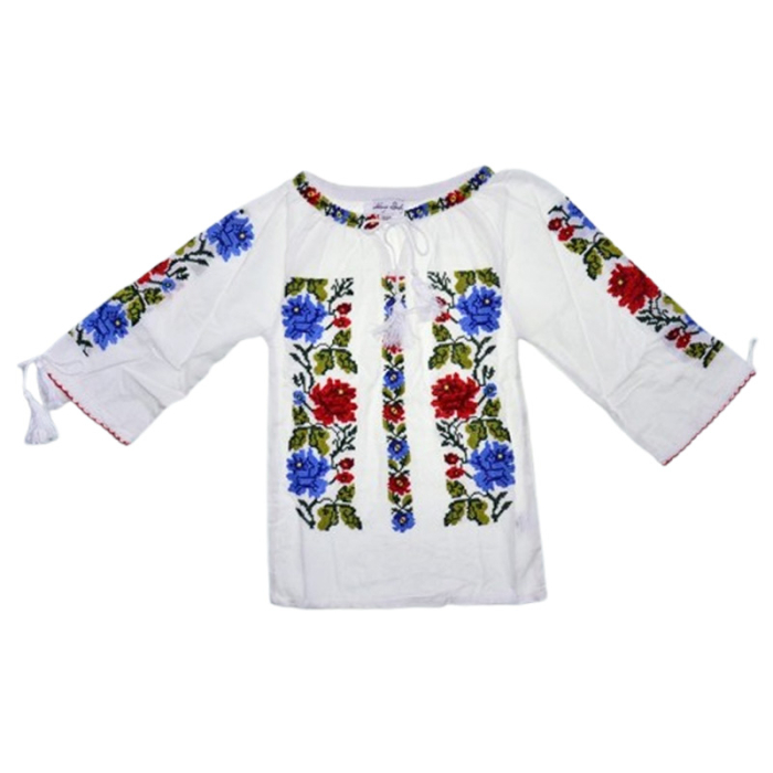 Compleu traditional, din 2 piese, ie si poale, pentru fete, Mini Junior C1411-0, Alb [5]