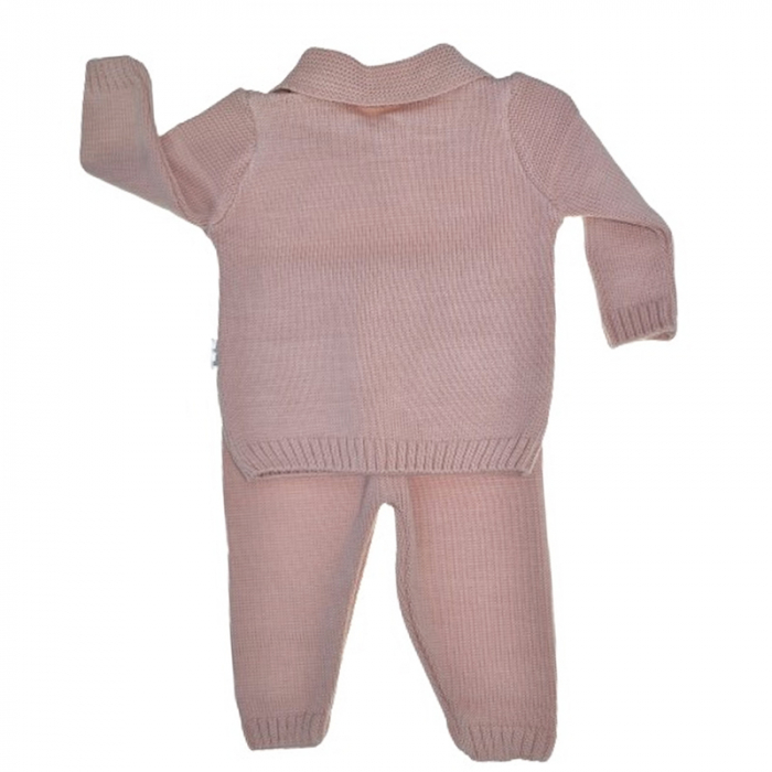 Compleu tricotat 2 piese bluza cu maneca lunga si pantaloni pentru fete Sevgi SVR1411RZ, Roz [2]