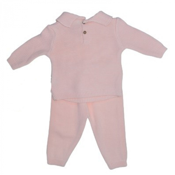 Compleu tricotat 2 piese bluza cu maneca lunga si pantaloni pentru fete Sevgi SVR1411CR, Coral [2]