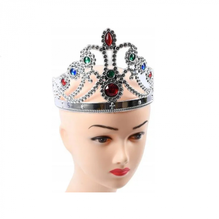 Coronita printesa decorata cu pietre, marime ajustabila, Midex CRN0611, Argintiu [2]