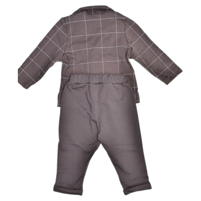 Costum casual de bumbac, în carouri, pentru baieti, GT 0534-68, Gri [3]