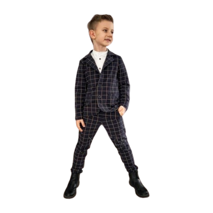 Costum casual de bumbac, în carouri, pentru baieti, GT 9396-92, Bleumarin [2]