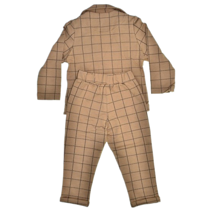 Costum casual de bumbac, în carouri, pentru baieti, GT 9840-92, Maro [3]