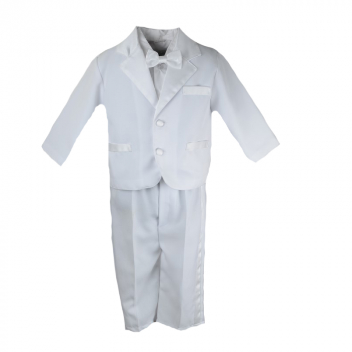 Costum elegant 4 piese pentru baieti Mini junior CEB-07-74-cm, Alb [1]