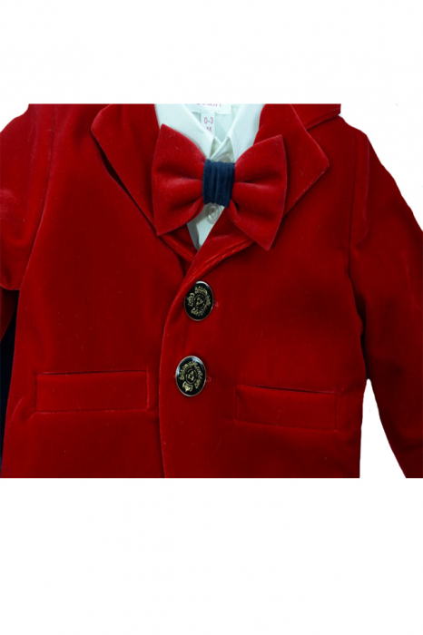 Costum elegant 5 piese pentru baieti colibri 2001-RO-80-cm, Rosu [2]