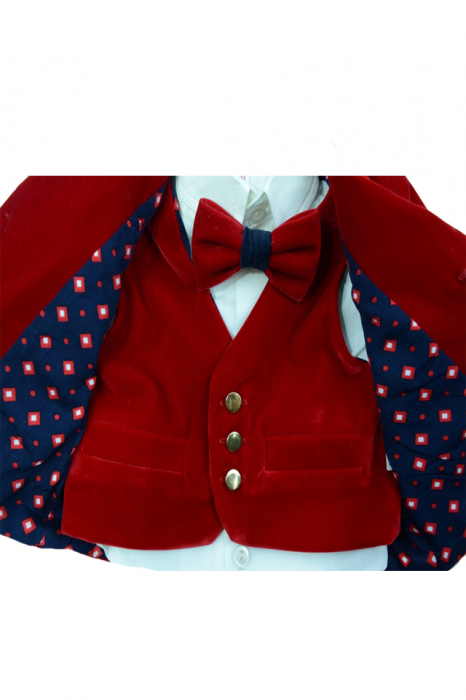 Costum elegant 5 piese pentru baieti colibri 2001-RO-80-cm, Rosu [3]