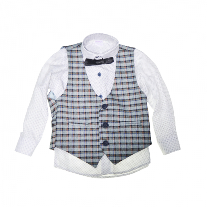Costum elegant din 4 piese LOOKS KIDS pentru baieti KM2001G, Gri [3]