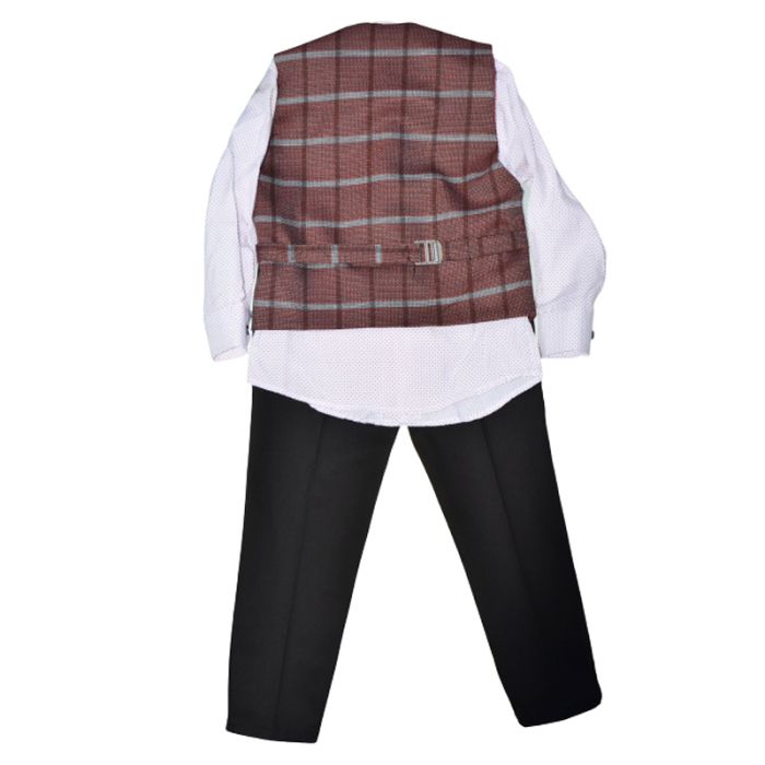 Costum elegant din 4 piese LOOKS KIDS pentru baieti KM1703M , Maro [2]