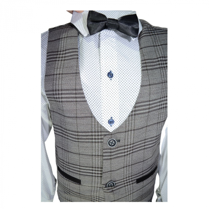 Costum elegant din 4 piese pentru baieti LOOKS KIDS KM2646-116, Gri [3]