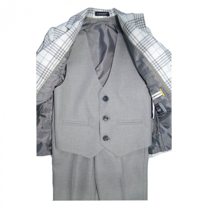 Costum elegant din 4 piese pentru baieti LA Kids 020323-G, Gri [5]