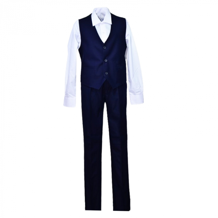 Costum elegant din 3 piese pentru baieti LA Kids 1739-B, Bleumarin [2]