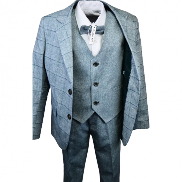 Costum elegant din 4 piese pentru baieti LA Kids 1767-59, Gri [2]