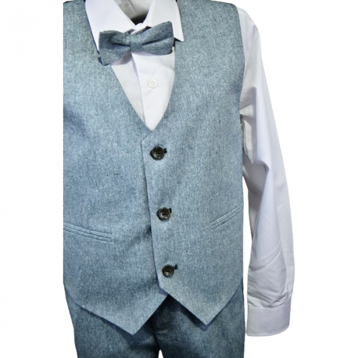 Costum elegant din 4 piese pentru baieti LA Kids 1767-59, Gri [7]