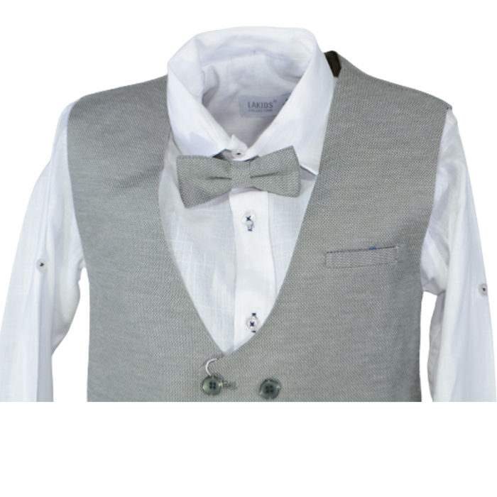 Costum elegant din 4 piese pentru baieti LA Kids 1794G, Gri [3]