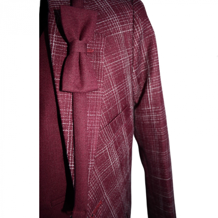 Costum elegant din 4 piese pentru baieti Slim Fit LA Kids 1766-V, Visiniu [4]