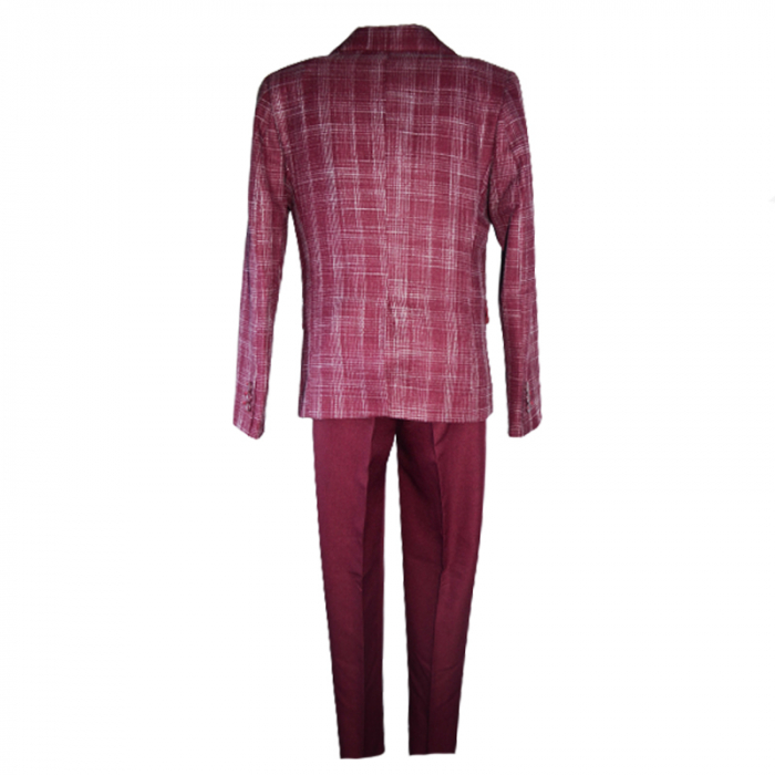 Costum elegant din 4 piese pentru baieti Slim Fit LA Kids 1766-V, Visiniu [2]