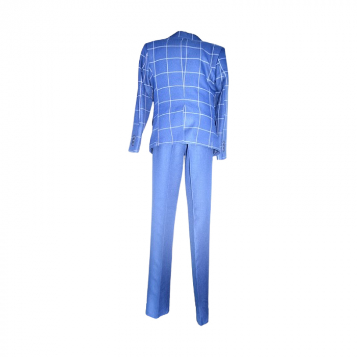Costum elegant din 4 piese, Slim Fit, in carouri, pentru baieti, LA Kids 1807-22, Albastru inchis [2]