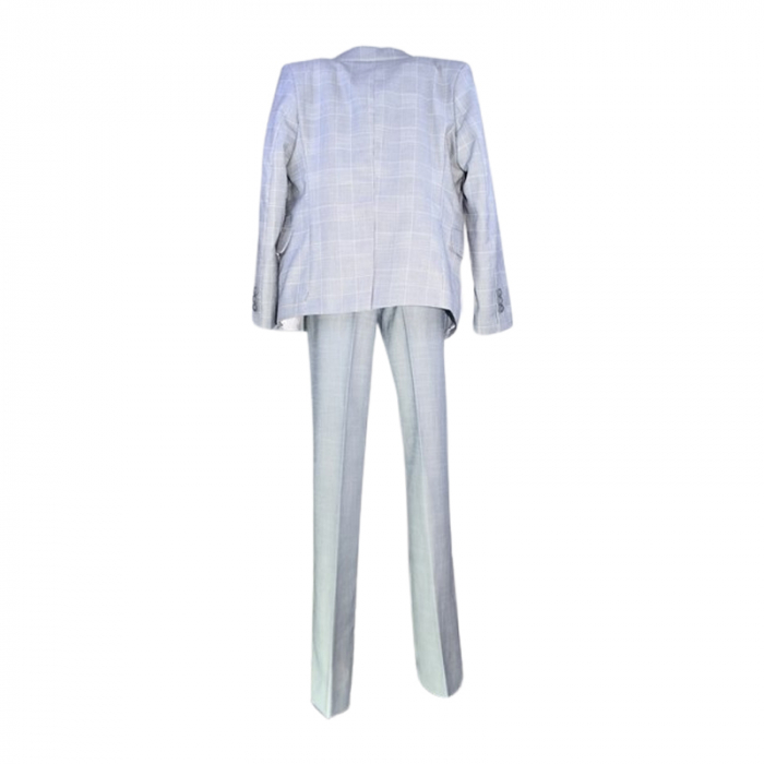 Costum elegant din 4 piese, Slim Fit, in carouri, pentru baieti, LA Kids 1807-28, Gri [4]