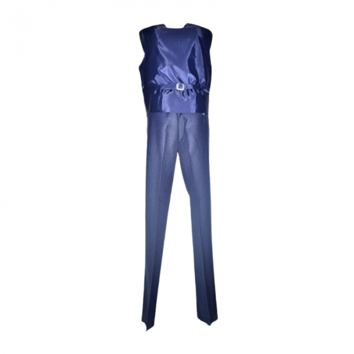Costum elegant din 4 piese, Slim Fit, model in carouri, pentru baieti, LA Kids 1807-21, Bleumarin [3]