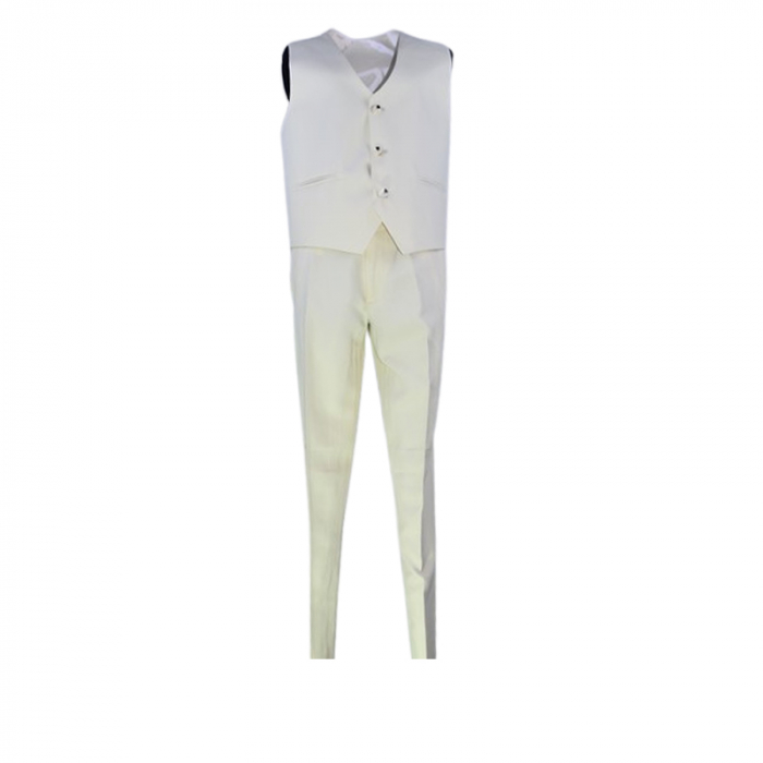 Costum elegant din 4 piese, Slim Fit, model in carouri, pentru baieti, LA Kids 1807-32, Crem [2]