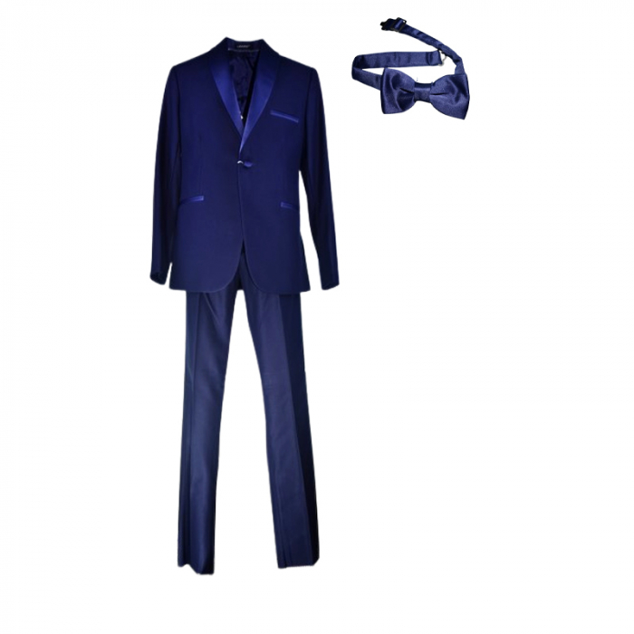 Costum elegant din 4 piese, Slim Fit, model simplu, pentru baieti, LA Kids 1571-1645, Bleumarin [1]