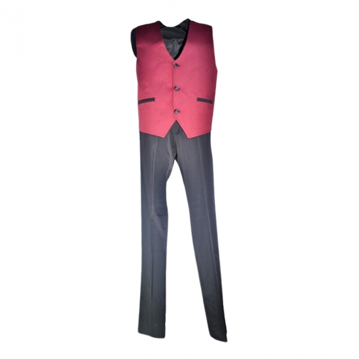 Costum elegant din 4 piese, Slim Fit, model tesut, pentru baieti, LA Kids 1629-05, Visiniu [2]