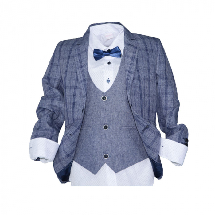 Costum elegant din 5 piese pentru baieti LOOKS KIDS KM588B-86, Albastru [3]