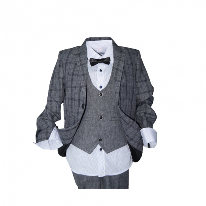 Costum elegant din 5 piese LOOKS KIDS pentru baieti KM588C-86, Gri [5]