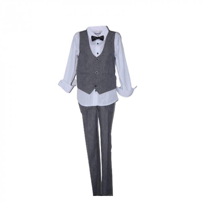 Costum elegant din 5 piese LOOKS KIDS pentru baieti KM588C-86, Gri [4]