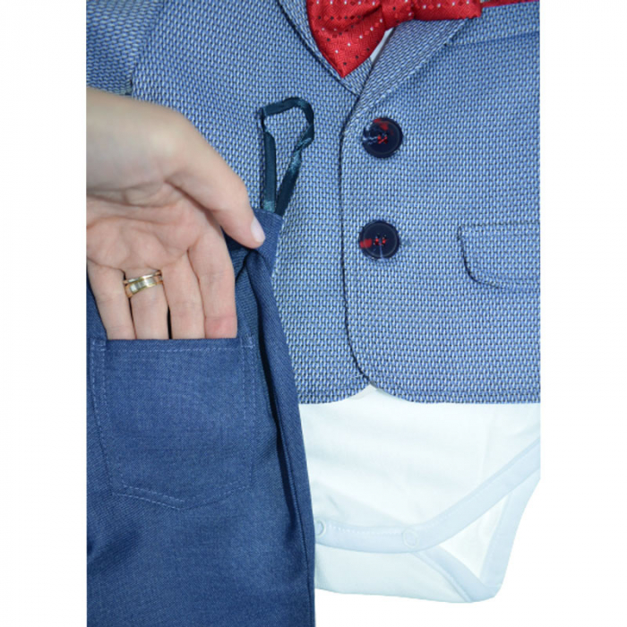 Costum elegant din 5 piese pentru baieti Krasnal C101123-3, Albastru [4]