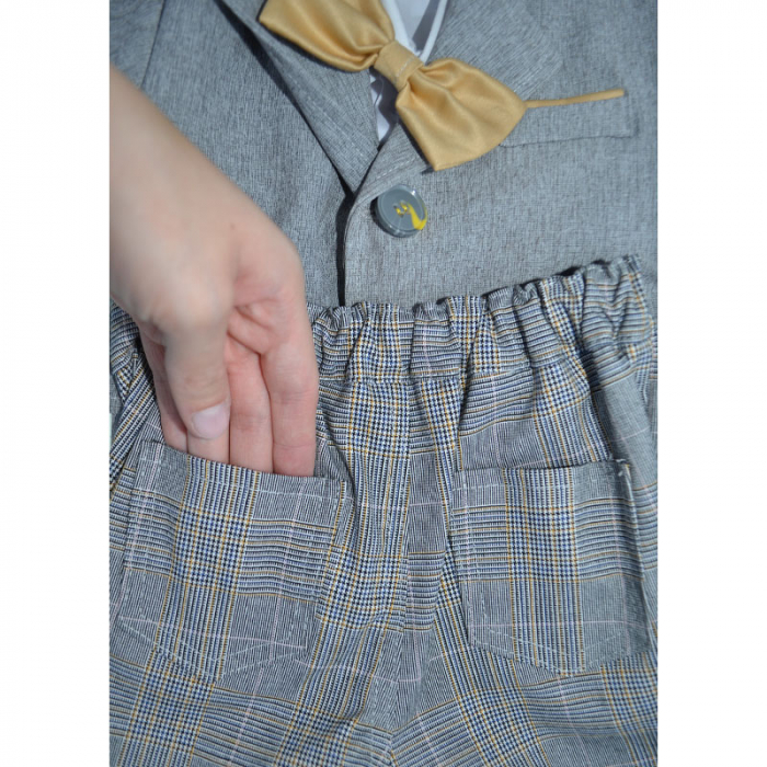 Costum elegant din 5 piese pentru baieti Krasnal C101123-5, Gri [4]
