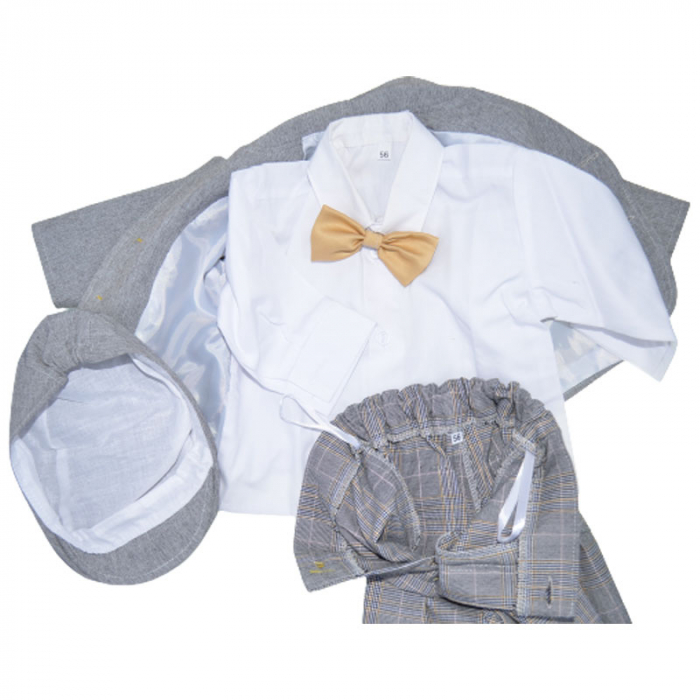 Costum elegant din 5 piese pentru baieti Krasnal C101123-5, Gri [3]