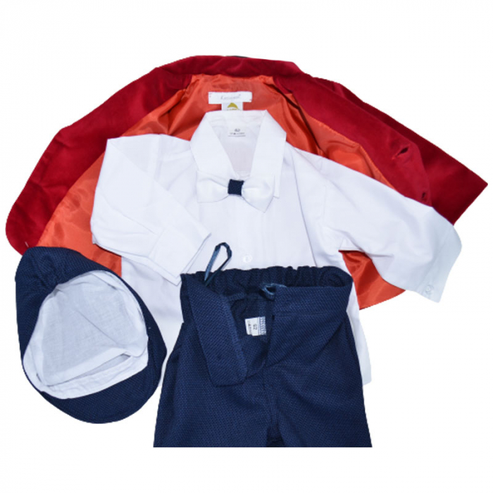 Costum elegant din 5 piese pentru baieti Krasnal C101123-7, Rosu [3]