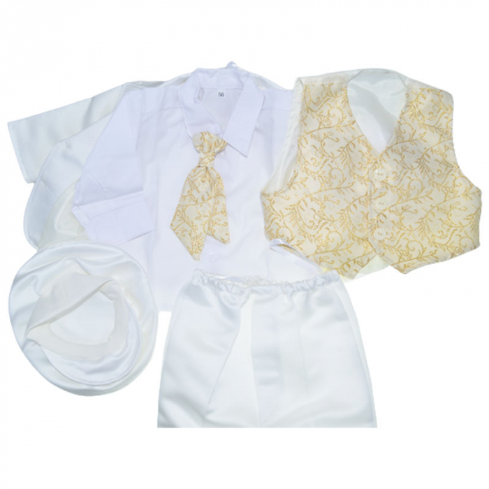 Costum elegant din 6 piese pentru baieti Krasnal C101123-6, Crem [3]