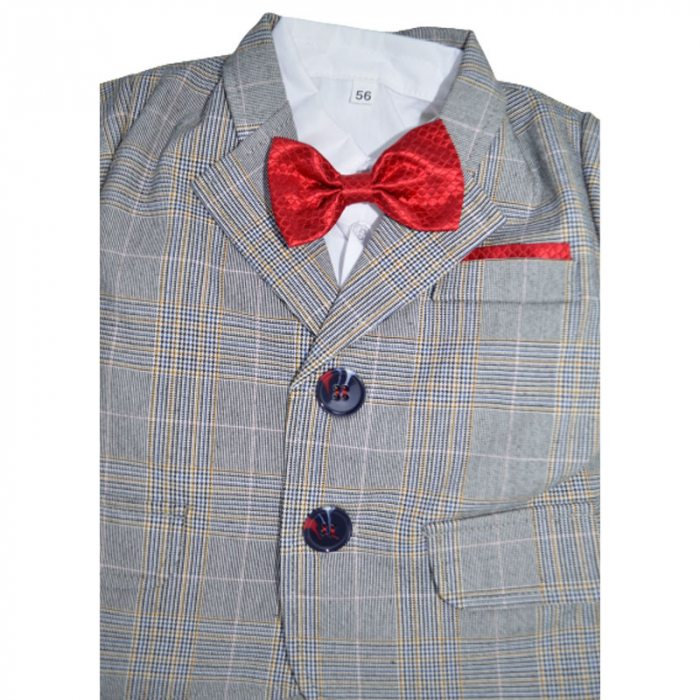 Costum elegant din 5 piese pentru baieti Krasnal C101123, Gri [4]