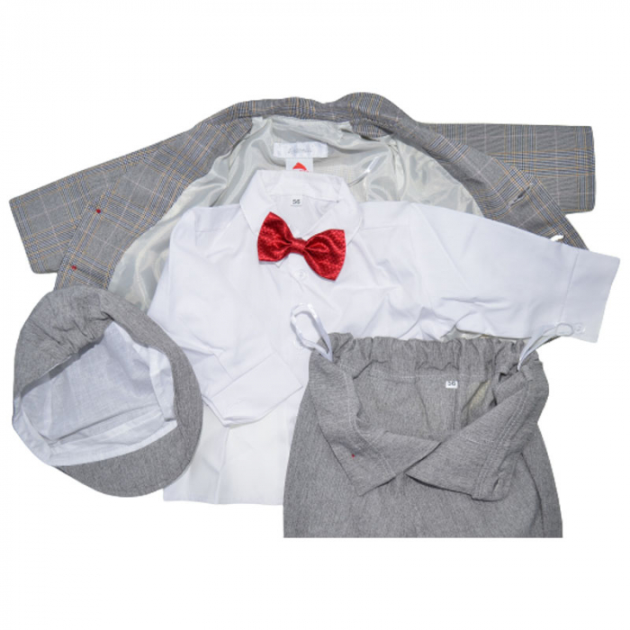 Costum elegant din 5 piese pentru baieti Krasnal C101123, Gri [3]