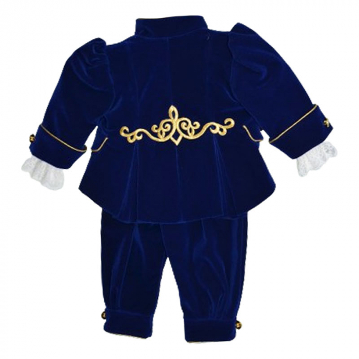 Costum elegant din catifea 5 piese pentru baieti Duomar 240124, Bleumarin [2]